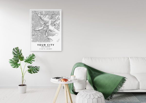 Custom Map of Your City, Any Town with Street Name – Digital Download  Personalized City Map  Map Poster  Printable Map