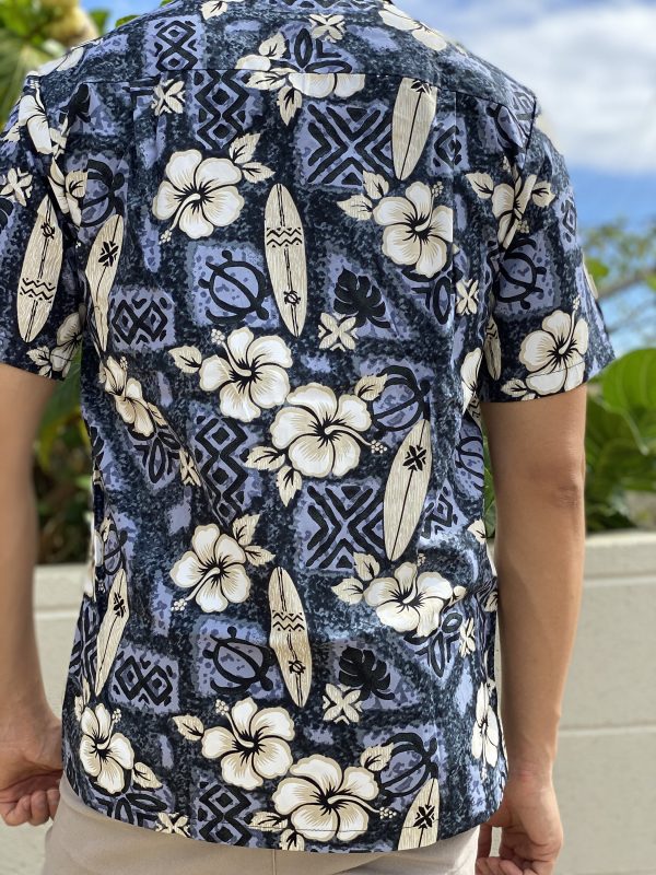 100% Cotton – Made in Hawaii – Hibiscus Flower and Surf Board Hawaiian Aloha Shirt – Big and Tall Available, S to 5XL,6XL,7XL