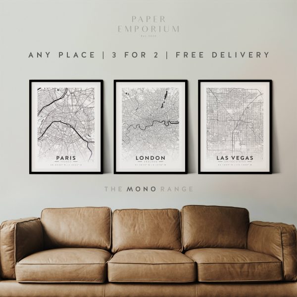 Custom Map Prints, Any Location, 3 for 2 Offer, – City Print, City Map, Map Print, Map Print, Map Print Poster, Custom Map