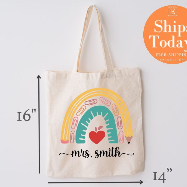 Teacher tote bag, teacher appreciation, boho rainbow design, teachers gift, tote bag, teacher appreciation gift, gift for teacher