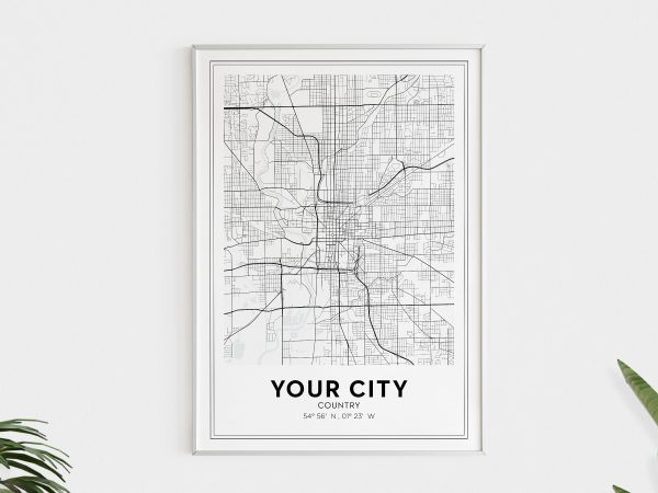 Custom City Map, Any Town, Any City, Personalized Map, Custom Map Print, Custom Map, Your City, Printable Wall Art, Digital Download