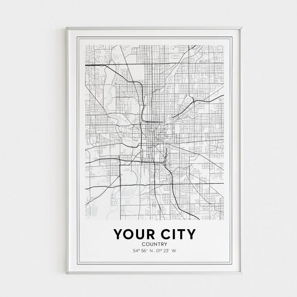 Custom City Map, Any Town, Any City, Personalized Map, Custom Map Print, Custom Map, Your City, Printable Wall Art, Digital Download