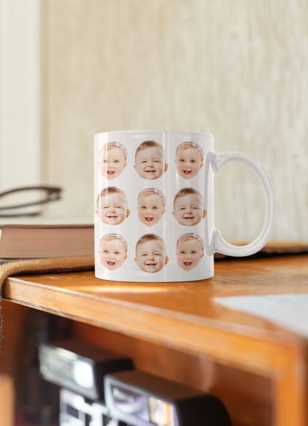Custom Baby Face Mug, Baby Face Pattern Mug, Grandpa Mug Gift, Dad Birthday Gift, Baby Face Cup, Mug with Baby Pictures, Father’s Day Mug