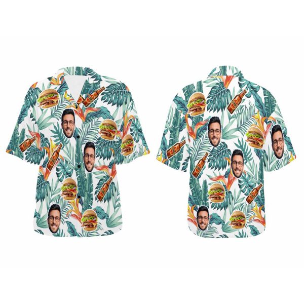 Funny Hawaiian Shirt with Pictures, Custom Button Shirt, Face Hawaiian Shirt, Personalized Shirt, Beach Shirt Shorts, Tropical Shirt