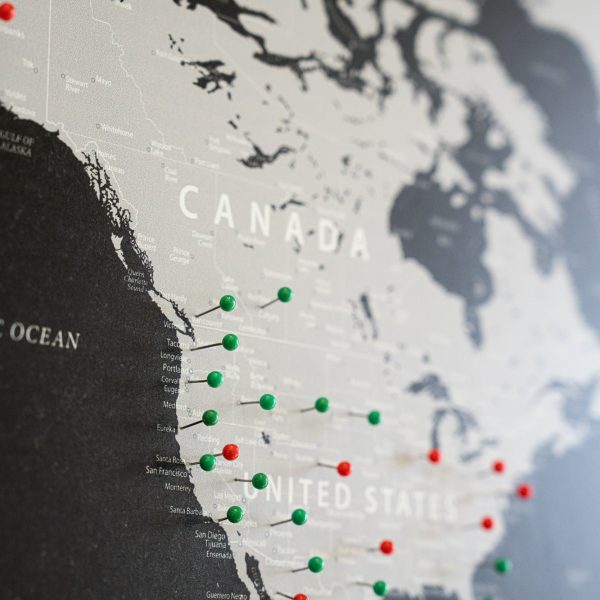 Push Pin World Map – Personalized Travel Map – Custom Modern Map Print #WPM01