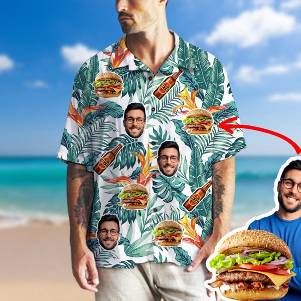 Funny Hawaiian Shirt with Pictures, Custom Button Shirt, Face Hawaiian Shirt, Personalized Shirt, Beach Shirt Shorts, Tropical Shirt