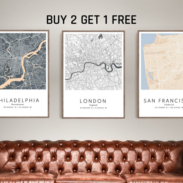 City Map Prints, Custom Any Location, City Wall Art, 3 for 2 Offer, City Print, Map Print , Personalised Map, Custom Map, Hometown Poster