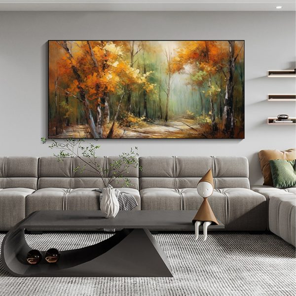 Abstract Forest Oil Painting On Canvas, Large Wall Art, Original Green Tree Landscape Painting,Custom Painting,Modern Living Room Wall Decor