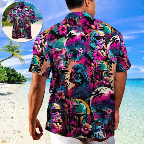 3D Floral Starwars Tropical Hawaiian Shirt, Aloha Summer Tee, Summer Aloha Button Up Shirt For Fans