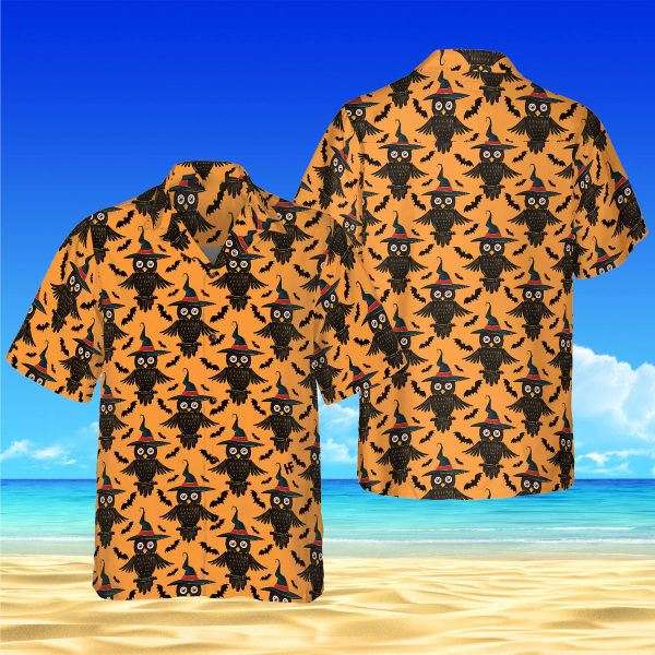 Owl Halloween Pattern Halloween Hawaiian Shirt, 3D Hawaiian Shirt, Button Up Shirt, , Aloha Shirt, Halloween Gift