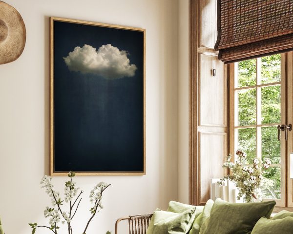 SouthandArt Vintage Moody Clouds Wall Art Print, Cloudy Sky Framed Large Gallery Art, Minimalist Art with hanging kit CL-22
