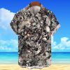 Aloha Skull Hawaiian Shirt, Custom 3D Dark Black Floral Skull Button Down Hawaiian Shirt For Men, Aloha Hawaiian Shirt Short Sleeve Hawaiian