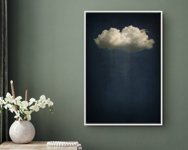 SouthandArt Vintage Moody Clouds Wall Art Print, Cloudy Sky Framed Large Gallery Art, Minimalist Art with hanging kit CL-22